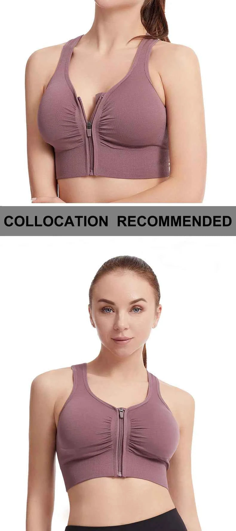 CZGUKE Women's zipper sports bra vest plus size shock resistant bra women's yoga running fitness bra women's underwear