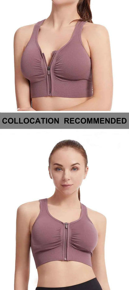 CZGUKE Women's zipper sports bra vest plus size shock resistant bra women's yoga running fitness bra women's underwear
