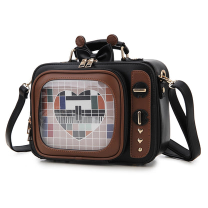 Novelty Tv Shape Ita Bag Retro Television Women Shoulder Bag Design Ita Backpack with Inserts Gilrs Crossbody Bag SS69