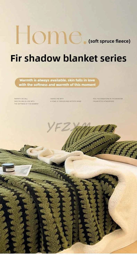 Thicken Warm Flannel Blanket Super Soft Fluffy Queen Blanket Single Double Size Cozy Skin-friendly Multifunctional Nap Blanket