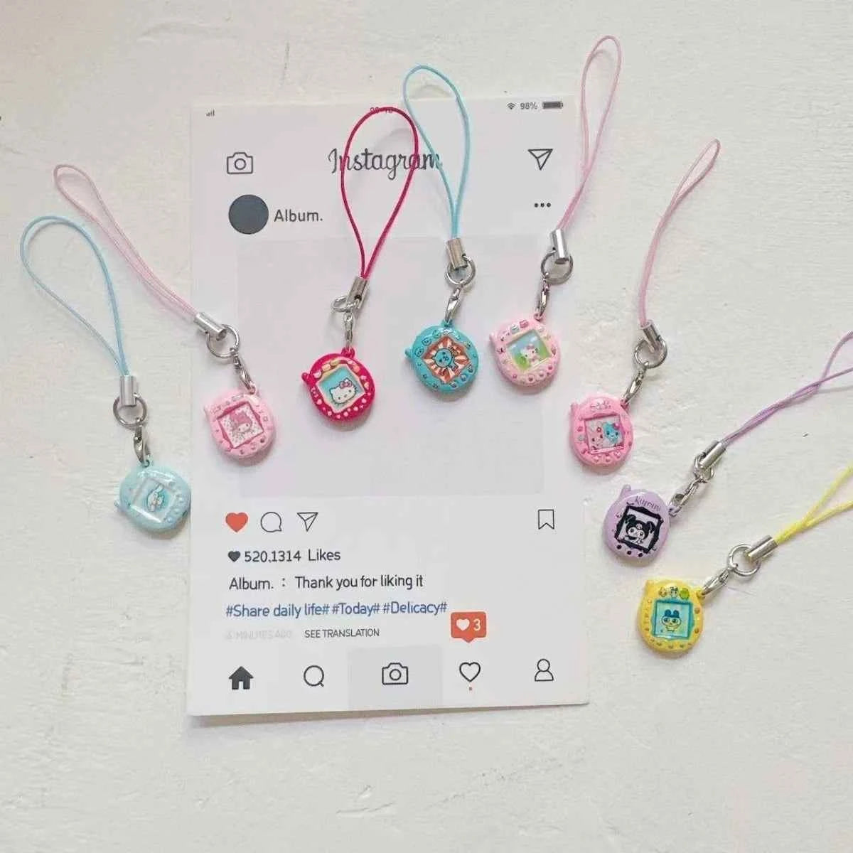 Cute Handmade Mini Tamagotchi Alloy Pendant Mobile Phone Pendant Cartoon Simulation Tamagotchi Pendant Keychain