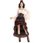 Medieval - Style Pirate Queen Outfit for Halloween: Irregular Corset, Ruffled Long Dress, Perfect for Navigator Cosplay 2026