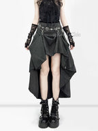 REDDACHiC Black Striped Suit Skirt Grunge Retro 3-Way Fishtail High-Low Maxi Long Train Skirt Gothic Woman Alternative Clothes
