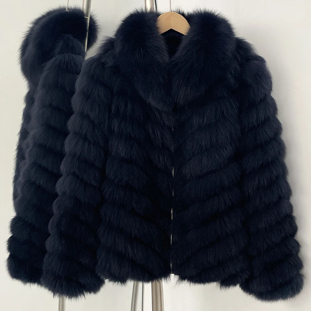 OFTBUY Women's Real Fox Fur Coat - Thick Warm Winter Jacket