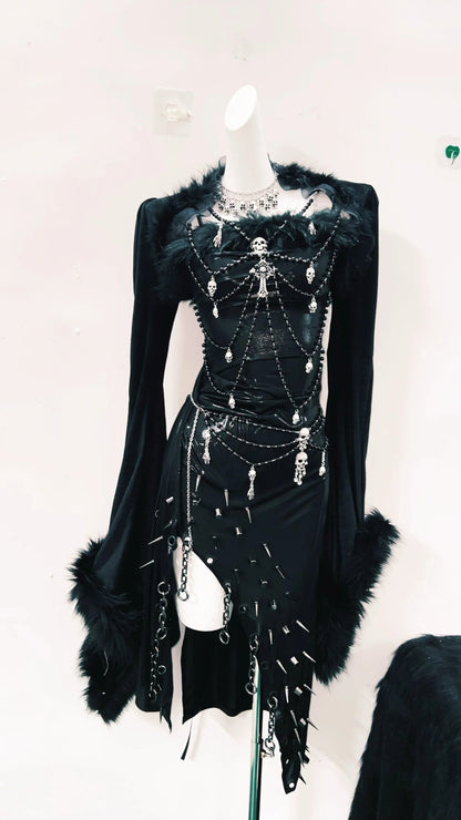 Gothic dress skull dress  y2k dress Harajuku dress Unique dress Sexy dress cross dress vintage dress gothic clothes y2k fashion SS69
