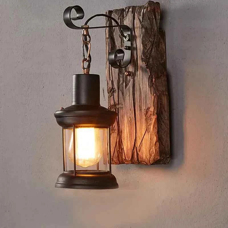 American Retro Industrial Style  Solid Wood Creative Personality Bar Nostalgic Cafe Restaurant Boat Wood Decorative Wall Lamp
