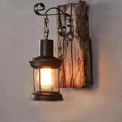 American Retro Industrial Style  Solid Wood Creative Personality Bar Nostalgic Cafe Restaurant Boat Wood Decorative Wall Lamp