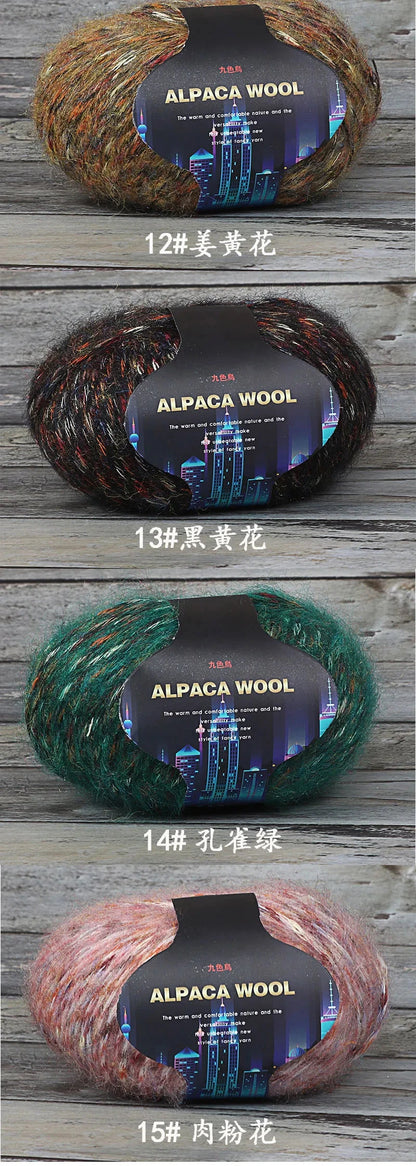Nine-colored Bird, Seven-colored Alpaca Wool Self-knitting Scarf, Yarn Ball, Handmade Knitting, DIY Medium-thick Sweater and Coa SS69