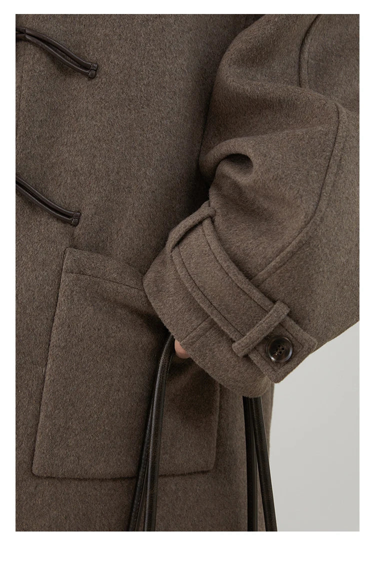 CHIC VEN Women Long Woolen Coats Single Breasted Loose Stand Collar Cow Horn Buttoned Office Ladies Overcoat Autumn Winter 2026