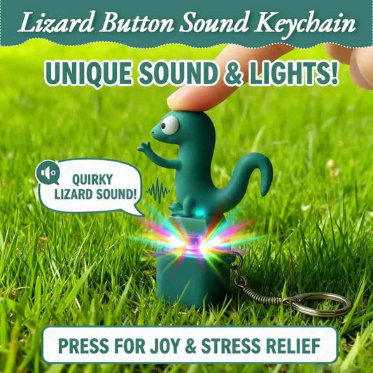 Funny Lizard Button Sound Keychain Rechargeable Lizard Keychain Fidget Keyring Toys With LED Colorful Lights for Stress Relief