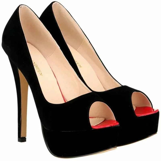 Women Platform Sandals Stilettos Sexy Stripper Pole Dance High Heels Pumps Peep Toe Ladies Nighclub Party Black Wedding Shoes