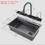 Nekjcag 304 Stainless Steel Single Bowl Sink with Waterfall Faucet