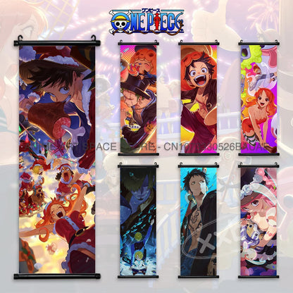 ONE PIECE Hanging Painting Japanese Anime Home Decor Wall Art Luffy Scrolls Pictures Passion Straw Hat Pirates Warm Blood Comics SS69