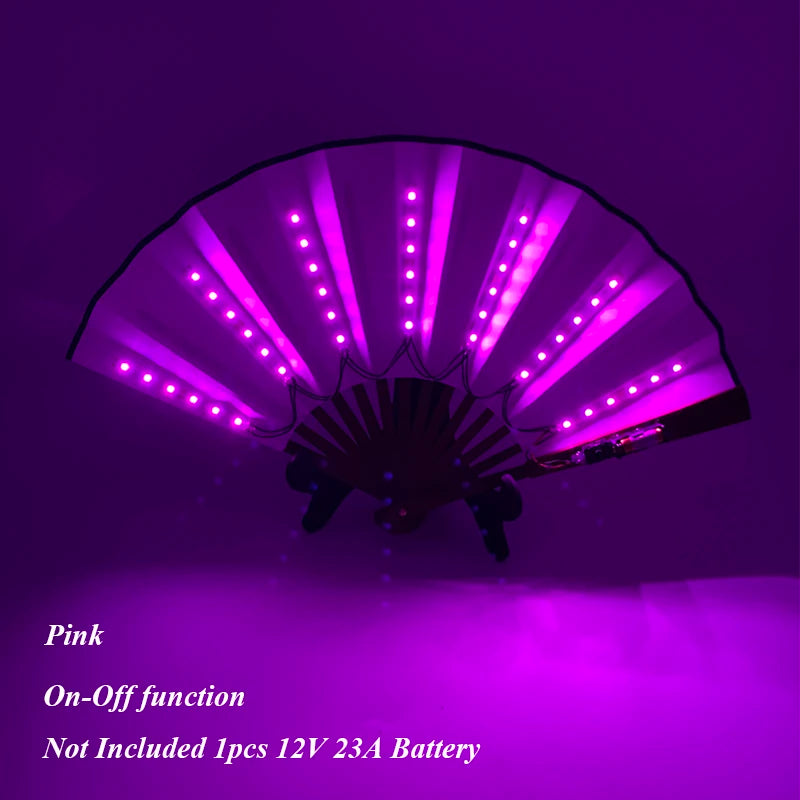 Beautiful Costumes Accessory Props Hand Fans 7 Colors For Choice Men Women Cool Decorative Glow Fan Light Up Disco Dance Night SS69 8.69 8 inches pink / one size