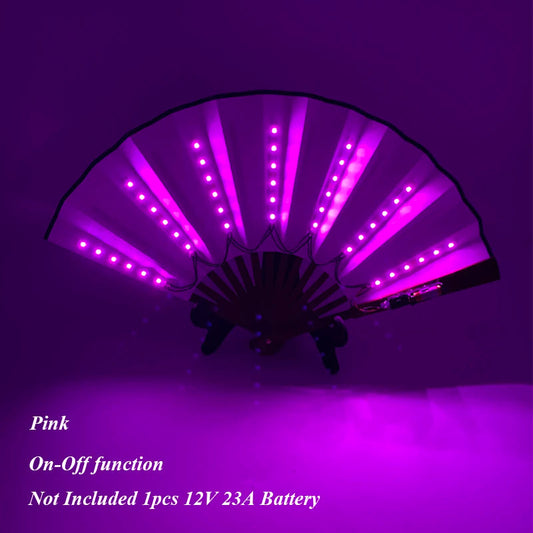 Beautiful Costumes Accessory Props Hand Fans 7 Colors For Choice Men Women Cool Decorative Glow Fan Light Up Disco Dance Night SS69 8.69 8 inches pink / one size