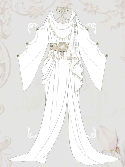Greek Goddess Wandering Style National Style Han Element Lolita Strap Fairy Dress White Dress Women Clothing