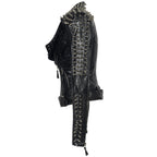 2025 Steampunk Rock Rivet Women's Leather Jacket Slim Short Streetwear Gothic Embroidery PU Leather Locomotive Coat Femme SS69