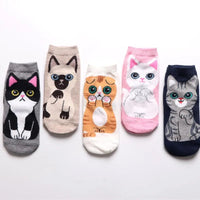 5 Pairs/Set Women's Cartoon Cute Cat Ankle Socks Breathable Perfect for Everyday Fashion SS69 10.69 5PCs