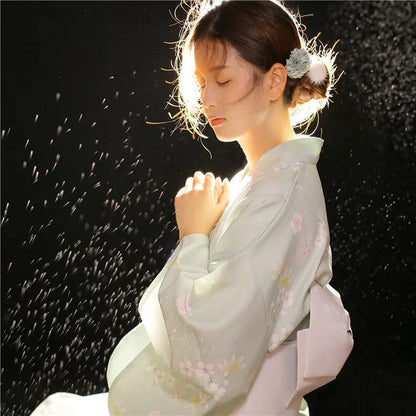 Fashion National Trends Women Sexy Kimono Yukata Dress With Obi Novelty Evening Dress Japanese Cosplay Costume Floral One Size