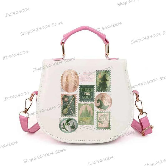 Classic Wicked Change for Good Women Crossbody Bag Fashionable Cartoon Witch's Wand Zipper Shoulder Bag Girl Funny Handbag Gift