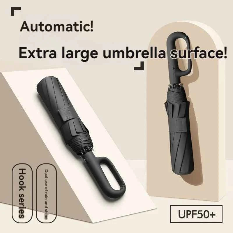 Automatic Umbrella for Men Women Fully Opened Ring Buckle Design 20 Ribs Extra Large Folding Strong Sunshade Double Umbrella