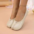 Women's Split-Toe Tabi Ballet Flats, Soft Leather Slip-On