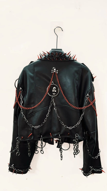 vintage Leather jacket Gothic Leather jacket Punk Leather jacketoversizeLeather jacket Rivet Leather jacket skull Leather jacket SS69