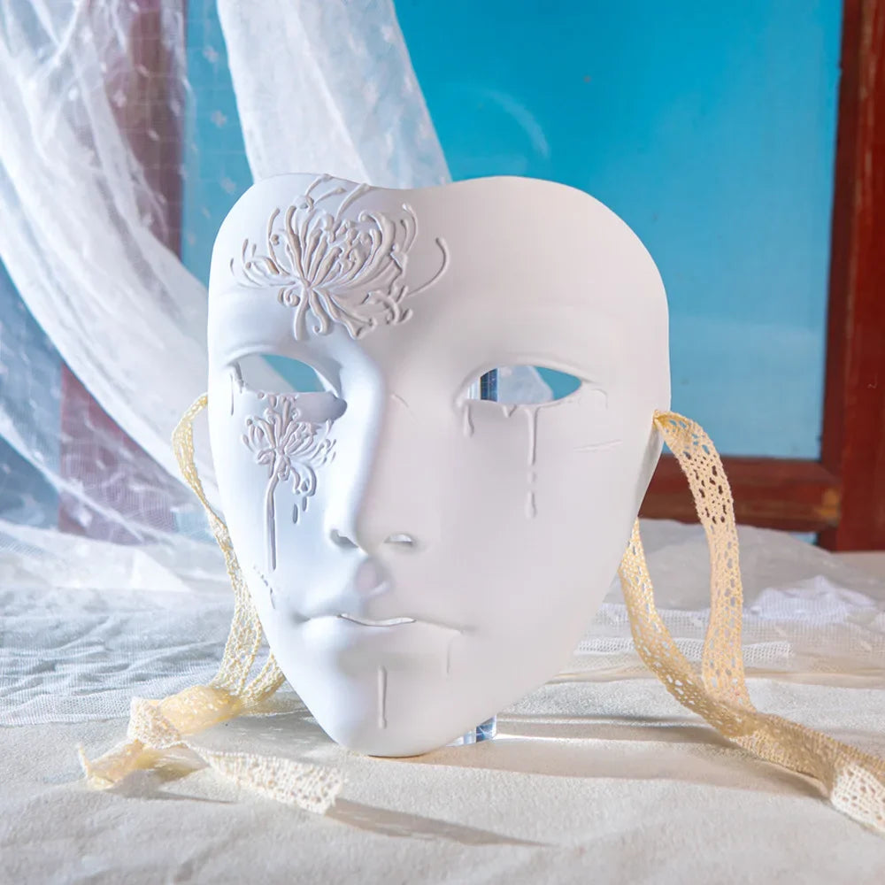 SS69 Ancient Style Full Face Mask, White Retro Hanfu Costume Prop for Adults