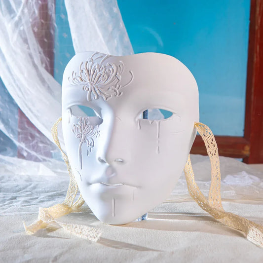 SS69 Ancient Style Full Face Mask, White Retro Hanfu Costume Prop for Adults