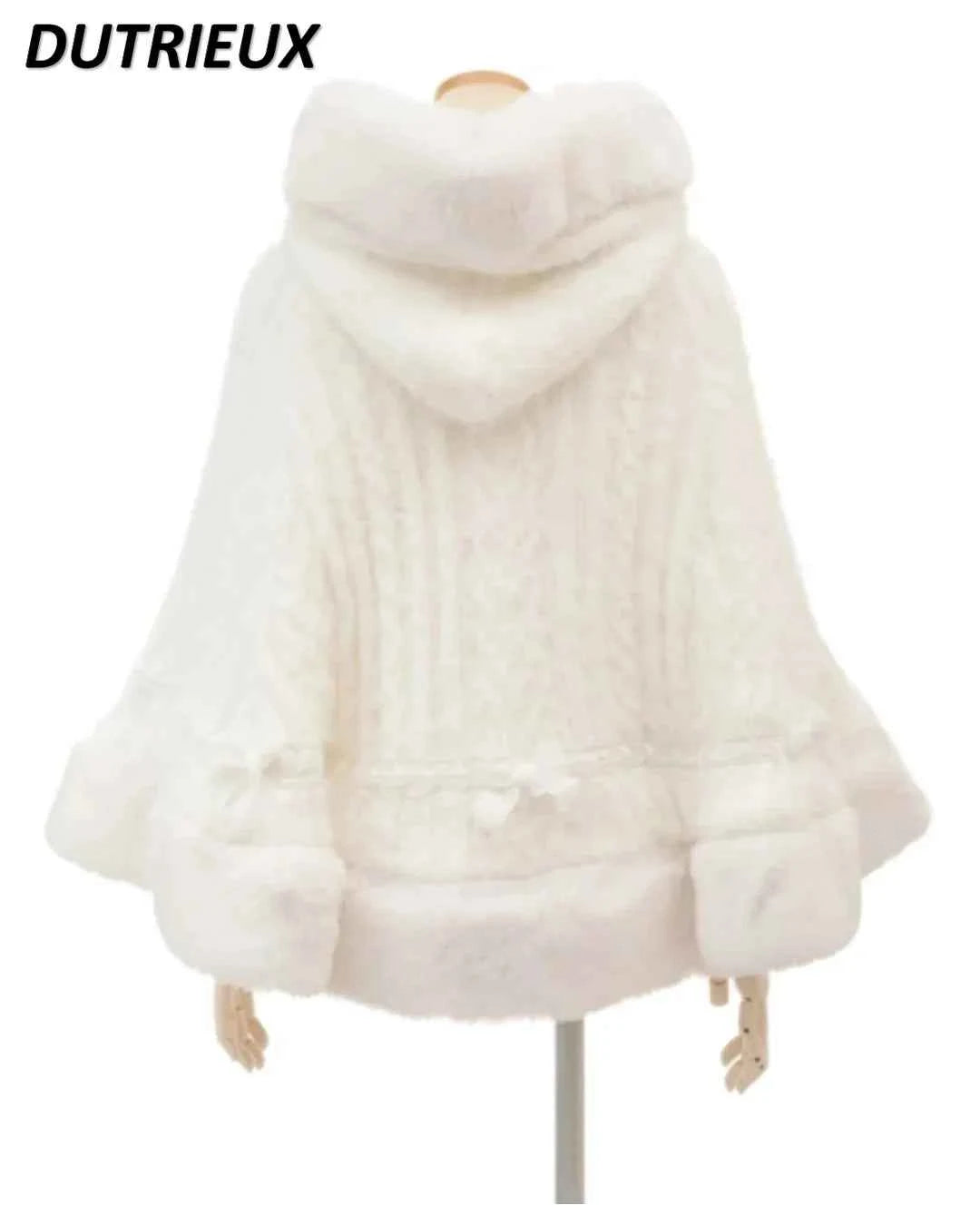 Fall Winter New Sweater Cardigan Women Japanese Mine Sweet Soft Waxy Thick Sweet Pearl Button Hooded Knitted Sweater Cape Jacket