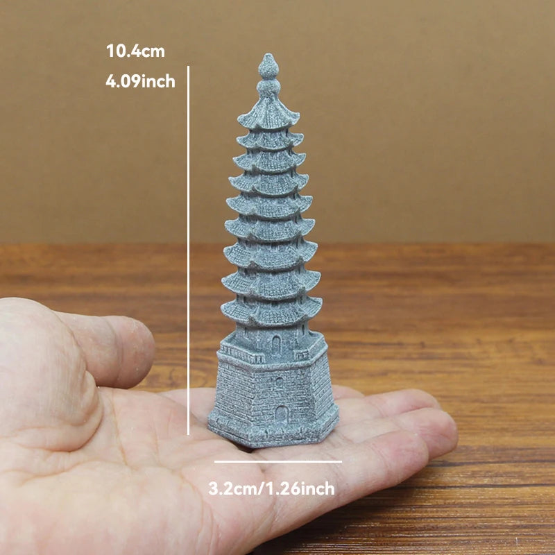 Miniature Sandstone Zen Tower for Bonsai Garden & Fish Tank