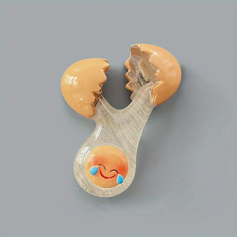 1-Pack Cute Smiling Chick Broken Eggshell Refrigerator Magnets, Round Plastic Kitchen Decor, Fun Cartoon Egg Fridge Magnets SS69 9.69 laugh to tears