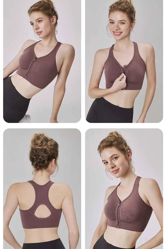 CZGUKE Women's zipper sports bra vest plus size shock resistant bra women's yoga running fitness bra women's underwear