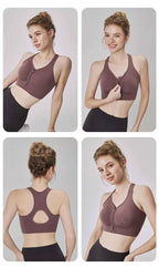 CZGUKE Women's zipper sports bra vest plus size shock resistant bra women's yoga running fitness bra women's underwear