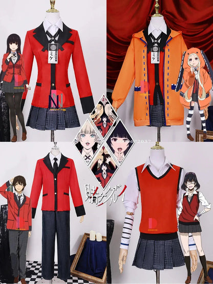 Anime Kakegurui Yomotsuki Runa Cosplay Costume JK School Girl Yumeko kishima Jacket Hoodie Coat Halloween Carnival Outfit SS69