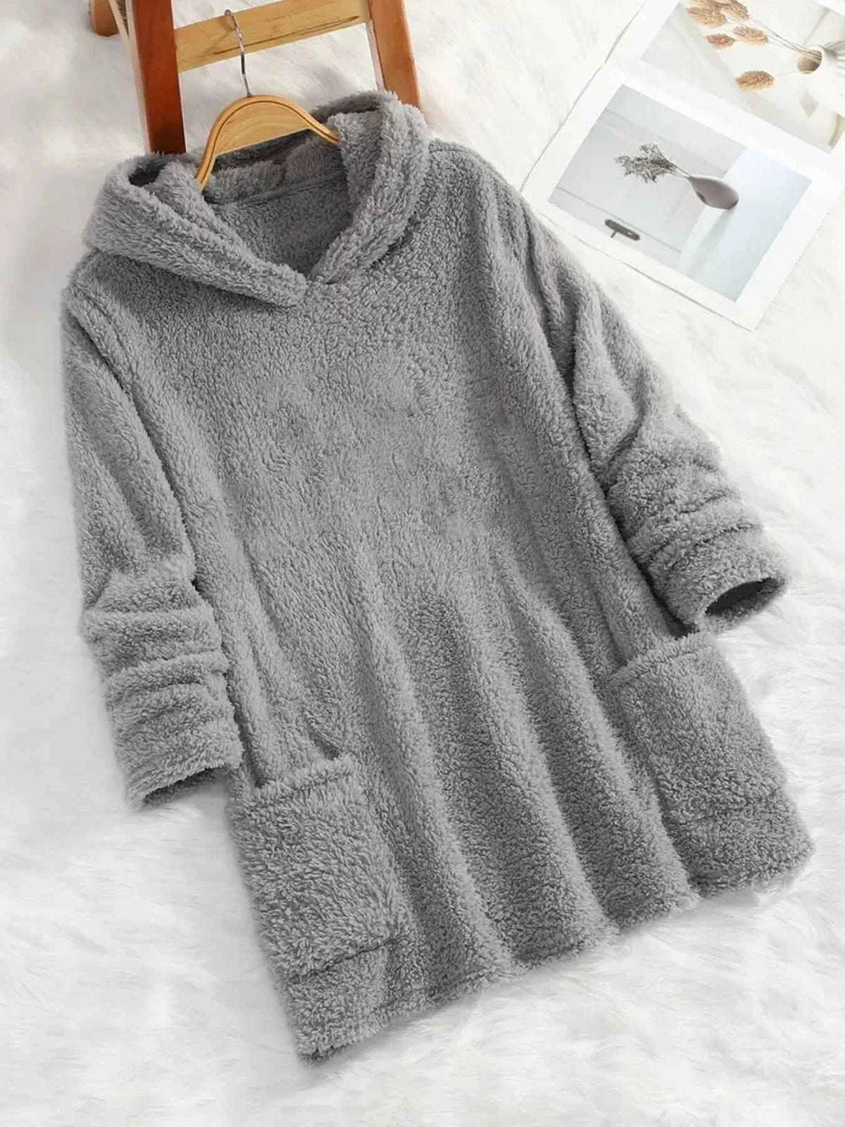 Plus-size European and American cross-border  autumn and winter new casual print pocket plush sweatshirt