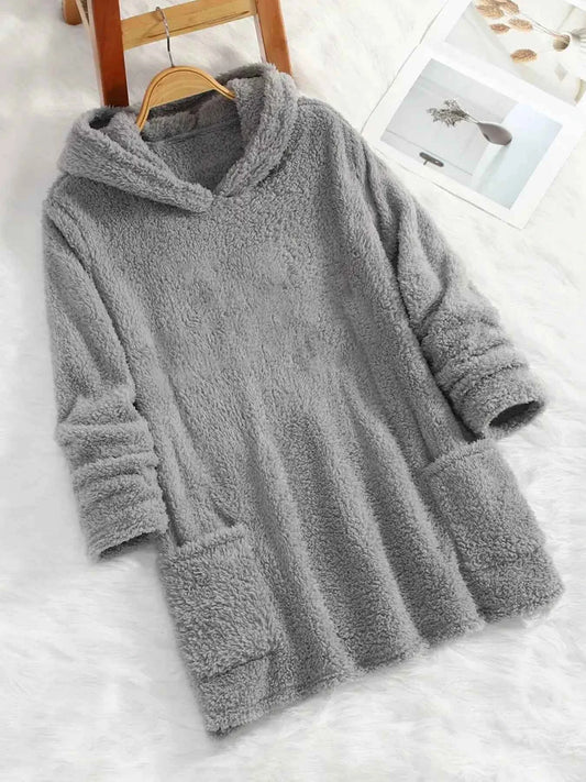 Plus-size European and American cross-border  autumn and winter new casual print pocket plush sweatshirt