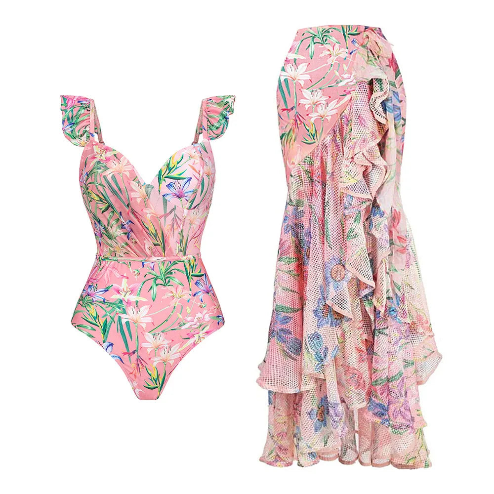 2023 New Arrival Push Up Women Bikini Set Floral Printed Ruffle Bikinis Strappy Bandage Swimwear Brazilian Biquini Bathing Suit SS69 42.69 CY2560A2 / M