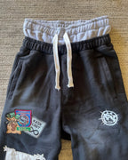 American Sweatpants Y2K Pants Men Gothic Hip Hop Letter Patch Retro Double Layer Design Baggy Elastic Waist Jogging Casual Pants - SS69 