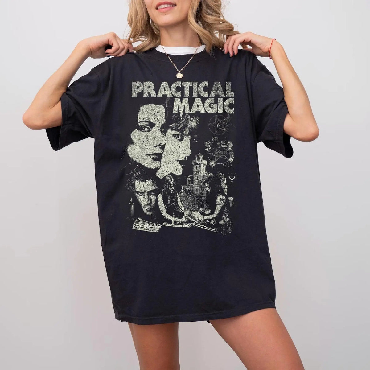 Summer Women's Vintage Practical Magic Movie T-shirt  Cotton and Breathable Short Sleeve Streetwear Oversized Loose Casual
