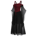 New Medieval Witch Dress for Women Halloween Carnival Women Plus Size Cold Shoulder Butterfly Sleeve Halloween Gothic Dress