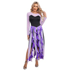 Women Ursula‘s Dress Halloween Carnival Mermaid Octopus Sea Witch Cosplay Costume Long Sleeve Mesh Asymmetrical Hem Dresses