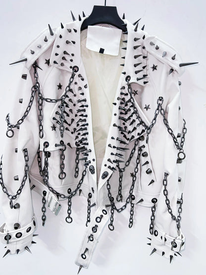 vintage Leather  y2k  Jacket Skull Jacket Punk Jacket  gothic Leather gothic clothes y2k fashion y2k clothes  harajuku Jacket SS69