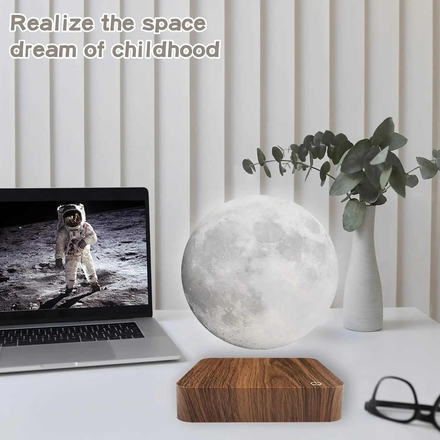 Mexllex Magnetic Floating Moon Lamp, 3D Printed Rotating LED
