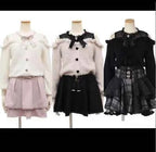 Liz Sweater Japanese Mass Production Autumn and Winter Woolen Off Shoulder Lace Slim Short Sweater Soft Furry Knitted Pullover