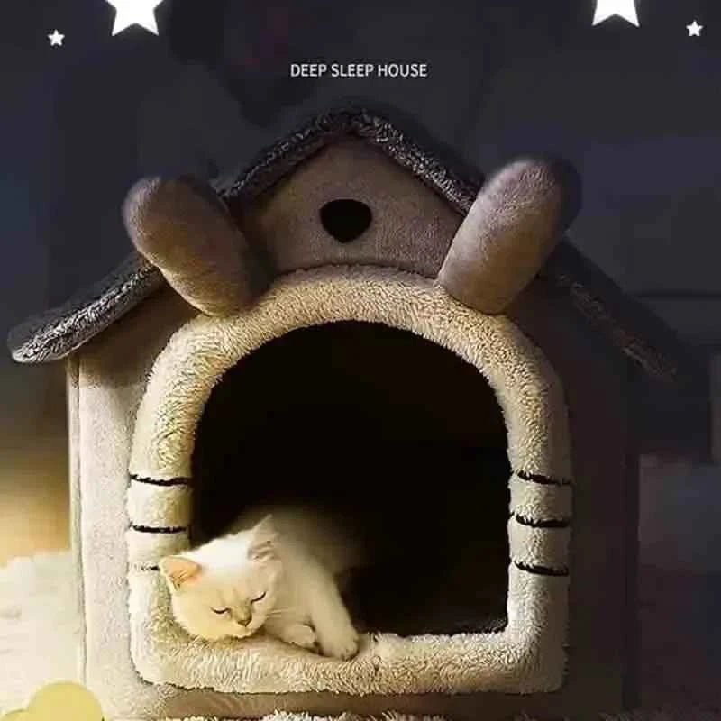 Indoor Warm Dog House Soft Pet Bed Tent House Dog Kennel Cat Bed Removable and Washable Cushion Suitable Four Season Universal