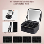 Travel Makeup Train Case with LED Mirror & Dividers