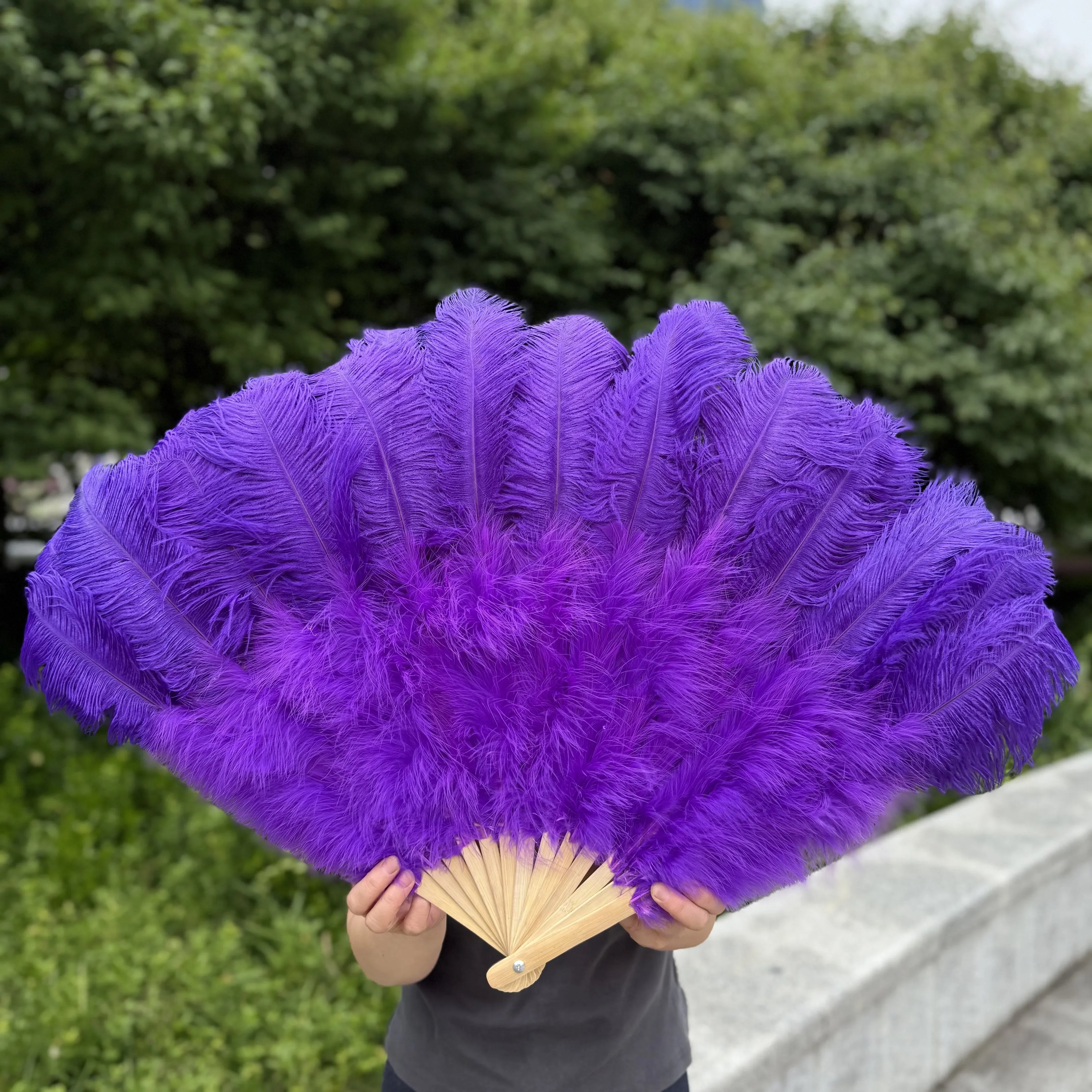 Large Ostrich Feather Fan 130cm - Carnival & Stage Performance