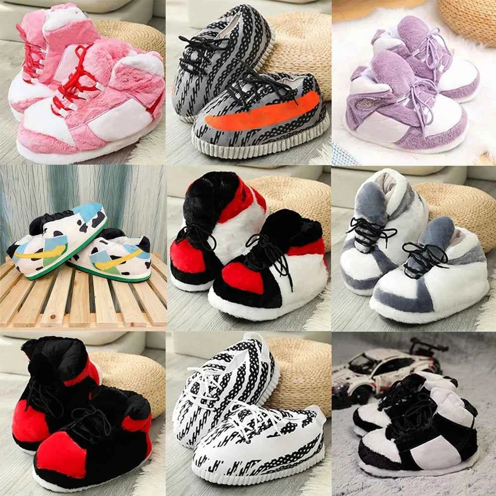 Women's/Men Winter Cotton Shoes Cute Cartoon Animal Warm Home Plush Shoes Woman Male Foam Sneakers Bread Fat Slippers Gift