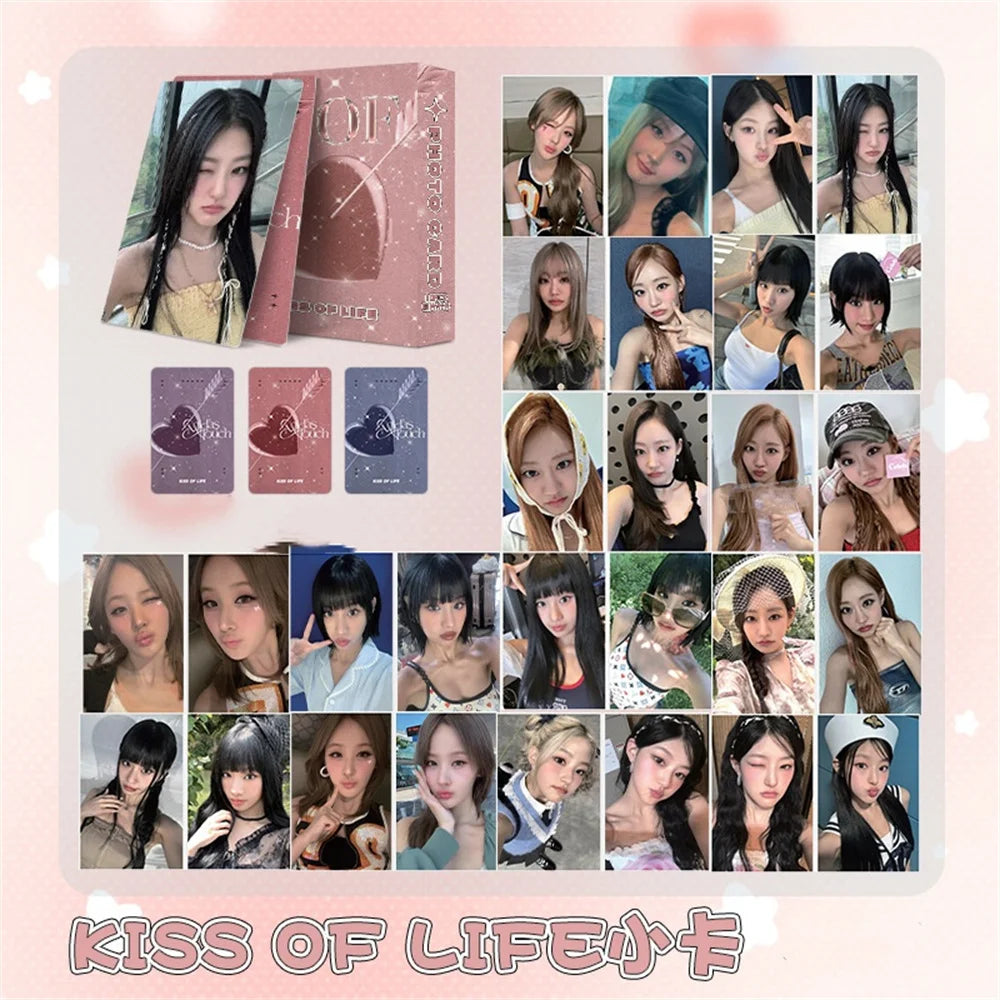 50PCS/SET Kpop Kiss Of Life Laser Small Cards LOMO Cards JULIE NATTY BELLE HANEUL Fans Gifts Collection SS69 9.69 1 / 5.4x8.6cm